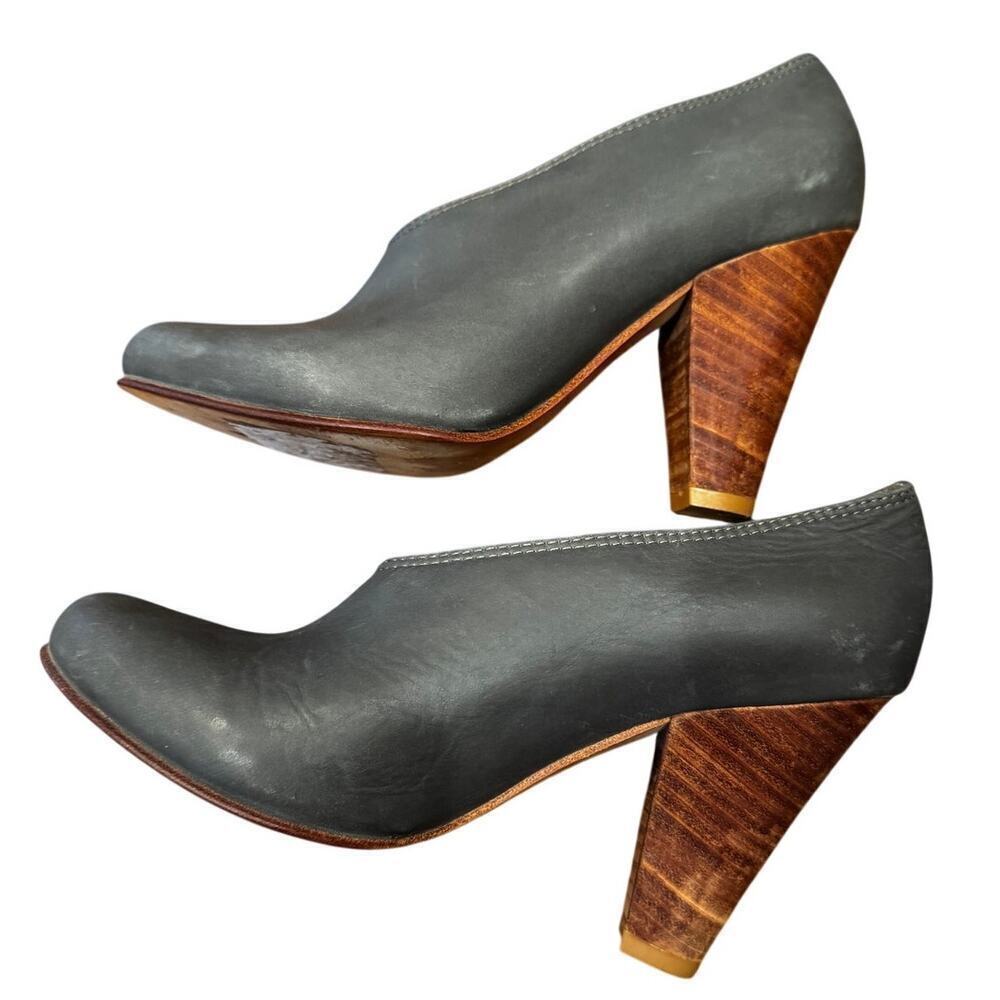 Fortress of Inca x Anthropologie Lucita Gray Leather Dipped Heeled Booties (8) - Picture 6 of 8